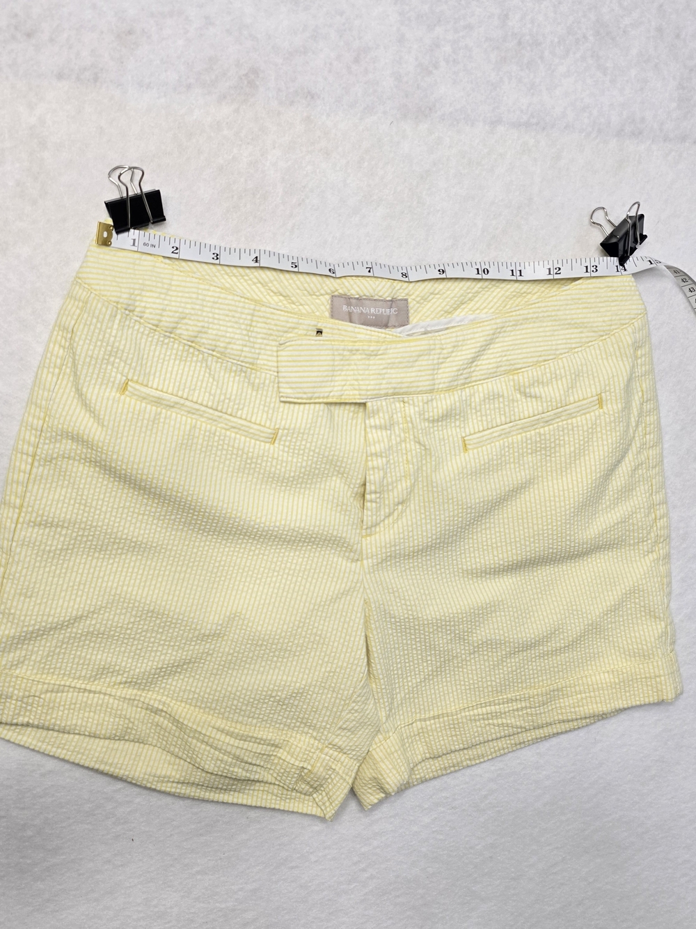 Light Yellow Women's Seersucker Shorts - Picture 7 of 9